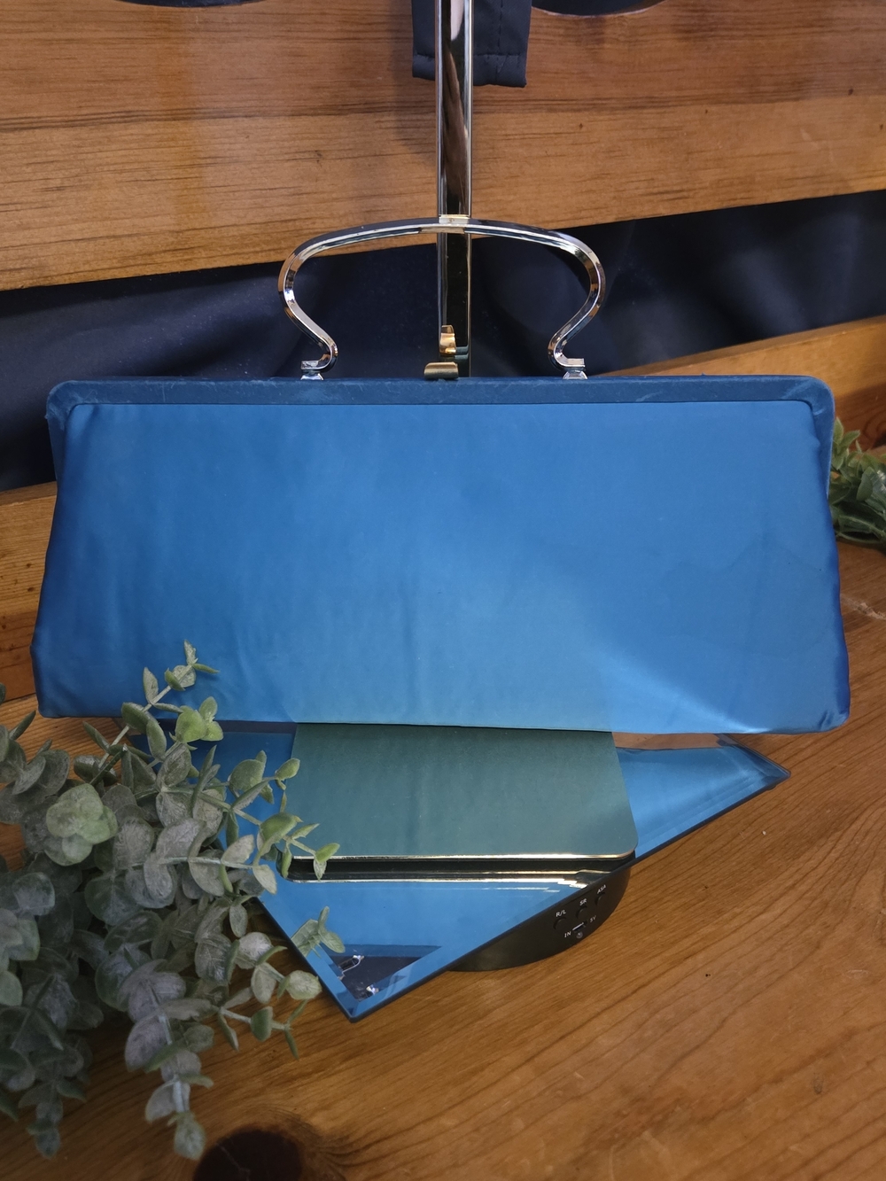 Vintage Bobbie Jerome Blue Satin Clutch | 50s 60s Top Handle Evening Bag